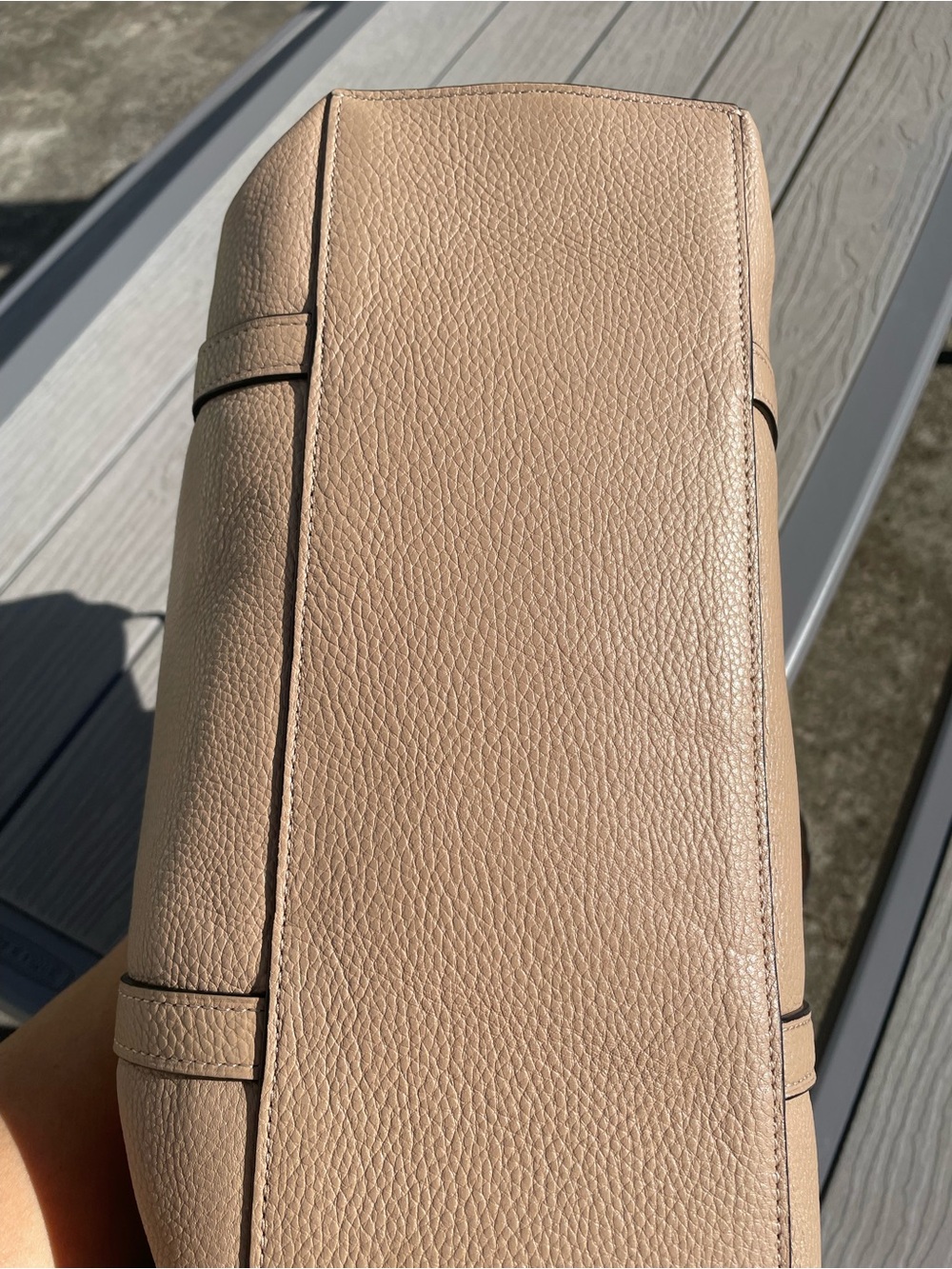 Coach May Pebble Leather Tote in Tan and Black Trim - Picture 3 of 7